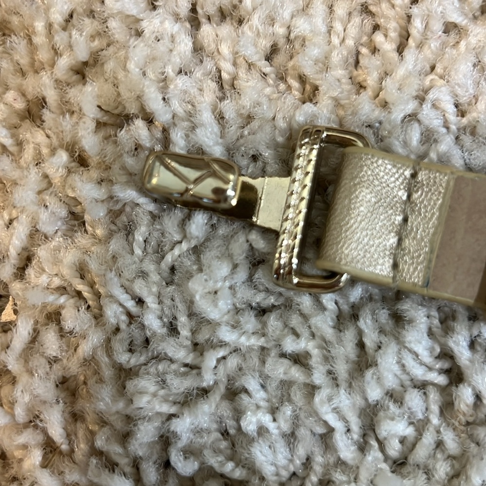 NWOT CHICO’S Faux Leather Gold Metallic Belt with Gold Buckle - M/L - Picture 10 of 11